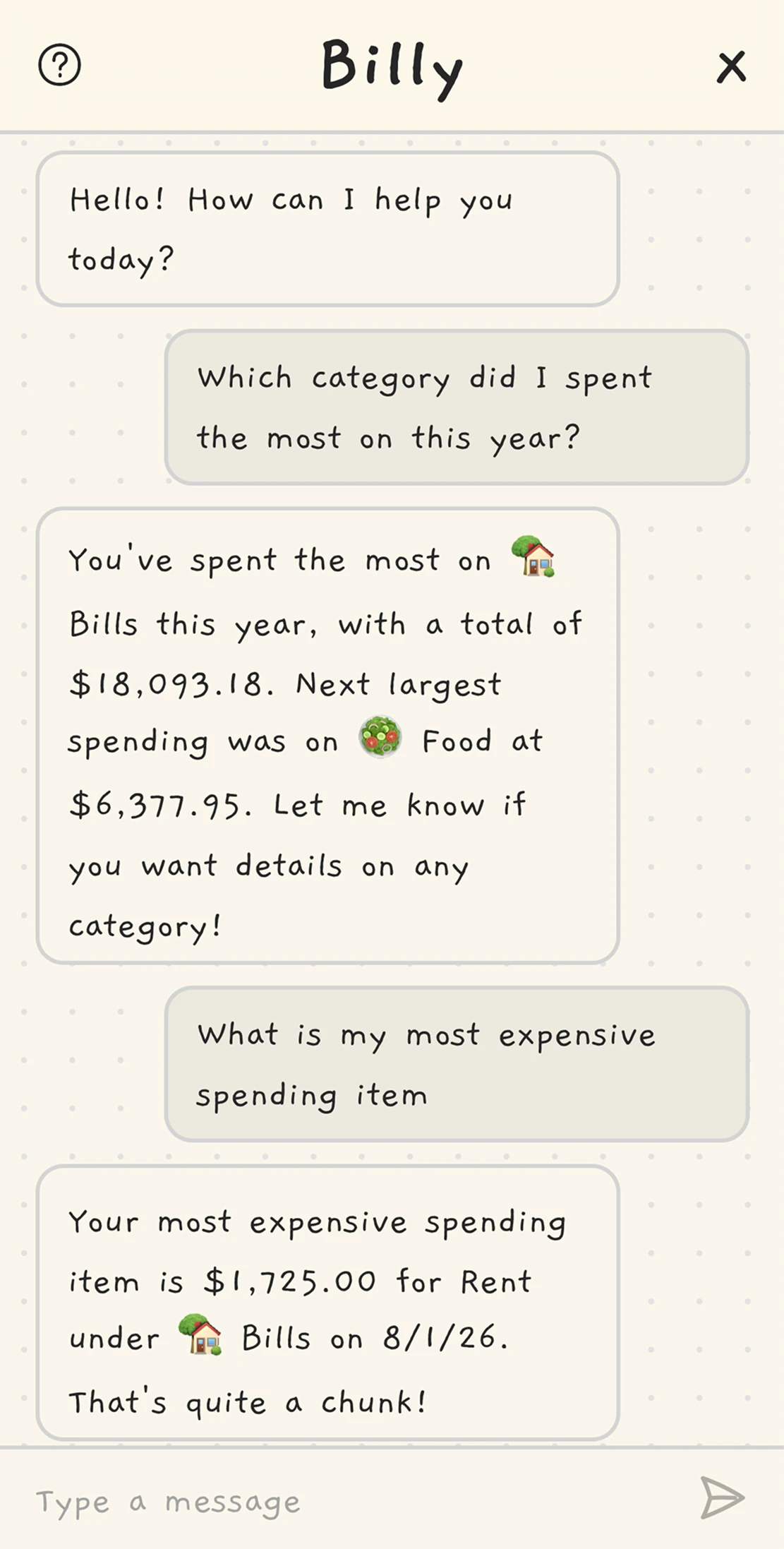 Chatting with Billy, the Macdeso assistant, on an iPhone