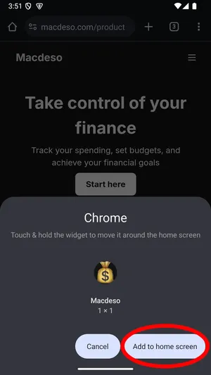 Highlights Add to home screen