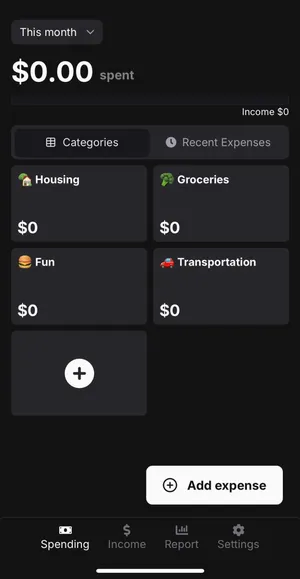 Image of Main Page with four pre-made categories