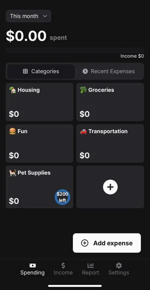 Image of main page with one category updated changes
