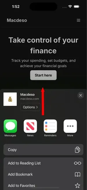 Image showing swipe up on the share drawer